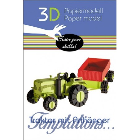 Maquette 3D en papier – Tracteur avec remorque