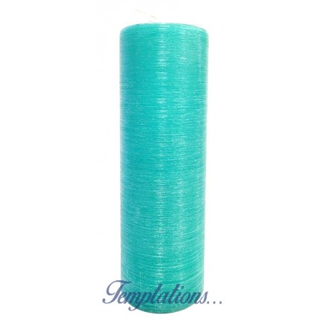 Bougie pilier soie 25cm Turquoise