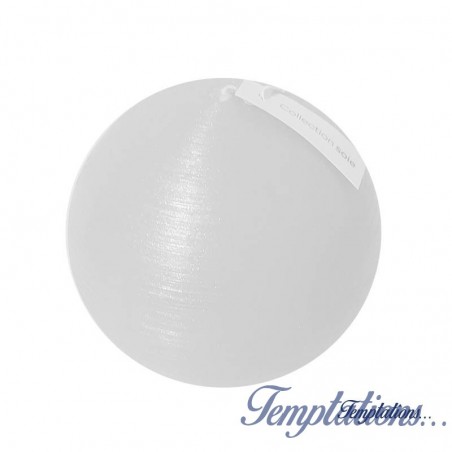 Bougie boule 10cm soie Blanc perle