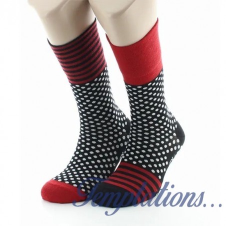 Chaussettes Homme noires à Pois et à Rayures