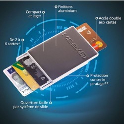 Porte-cartes Meexup compact argent/noir