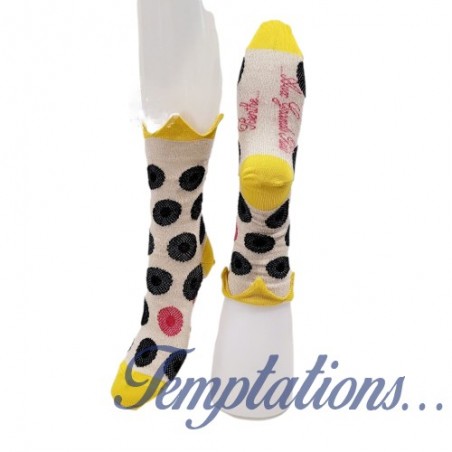 Chaussettes femme Berthe aux Grands pieds Couronne Jaune et Fleurs