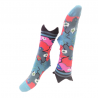 Chaussettes femme Turquoise rouge et rose à fleurs- Berthe aux Grands pieds