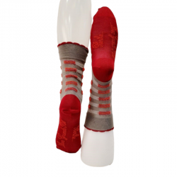 Chaussettes femme kaki et rouge pois oranges- Berthe aux Grands pieds