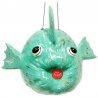 Poisson globe en Noix de Coco patine turquoise