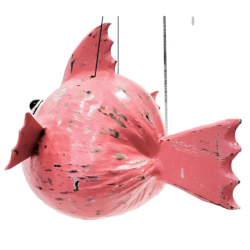 Poisson globe en Noix de Coco patine rose