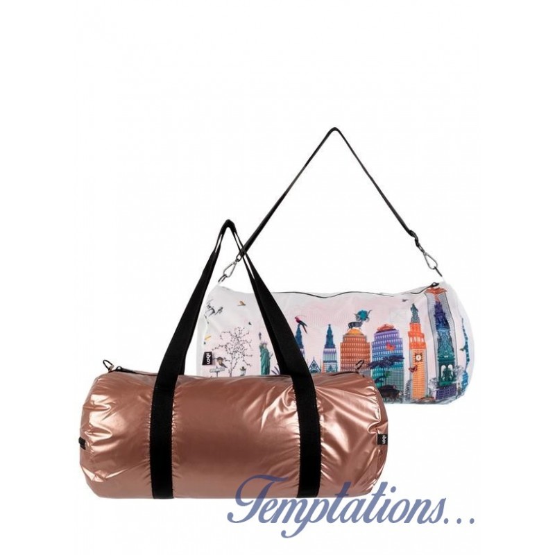 LOQI - Sac Weekender Reversible Kristjana S Williams Gold rose et New York