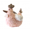 Poule en peluche rose