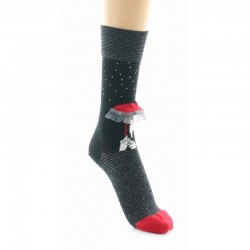 Chaussettes Femme noires Parapluie rouge - Berthe aux Grands pieds