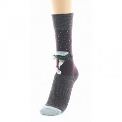 Chaussettes Femme bordeaux Parapluie argent - Berthe aux Grands pieds