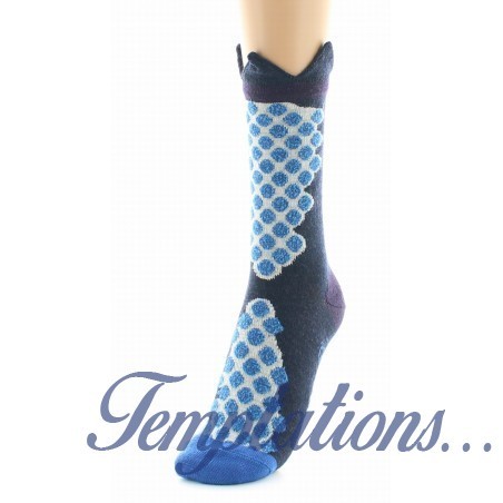 Chaussettes Femme marines à pois bleus - Berthe aux Grands pieds