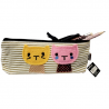 Trousse à rayures motif chat