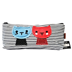 Trousse à rayures motif chat