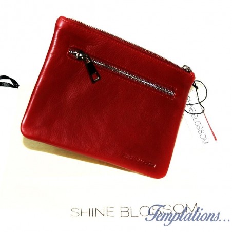 Pochette en cuir rouge Shine Blossom