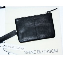 Pochette en cuir noir Shine Blossom