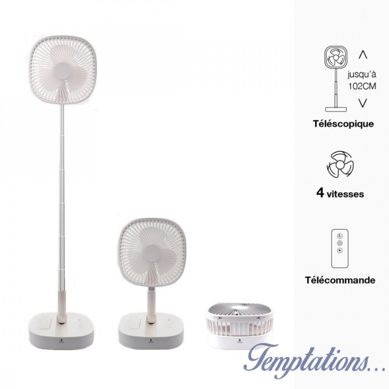 Ventilateur télescopique sans fil avec télécommande