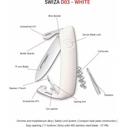 COUTEAU SUISSE SWIZA D03 BLANC