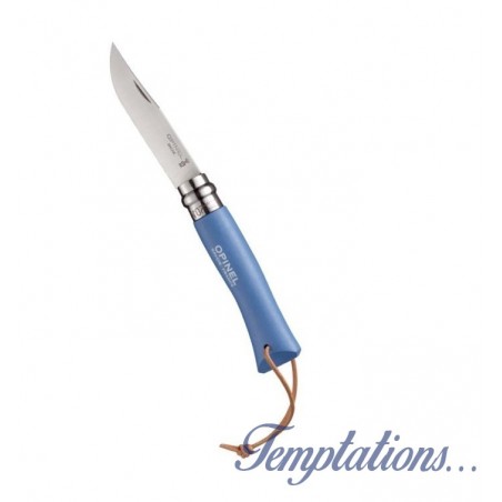 Couteau opinel baroudeur n.7 azur avec lien