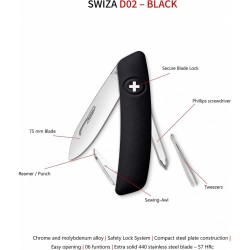 COUTEAU SUISSE SWIZA D02 NOIR