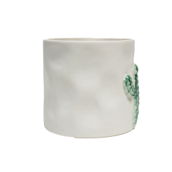 Cache pot blanc décor cactus - Decoratief