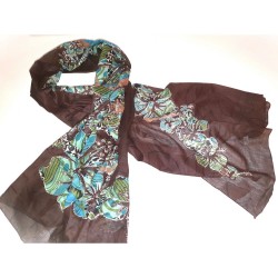 Foulard ou paréo marron au...