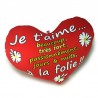 Coussin en forme de cœur « je t’aime beaucoup… »