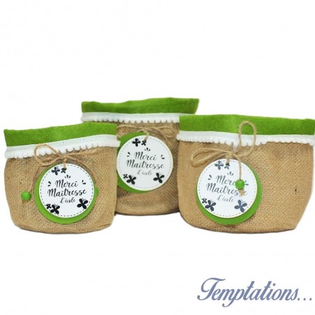 Lot de 3 sacs cache pot « Merci maitresse d’école »