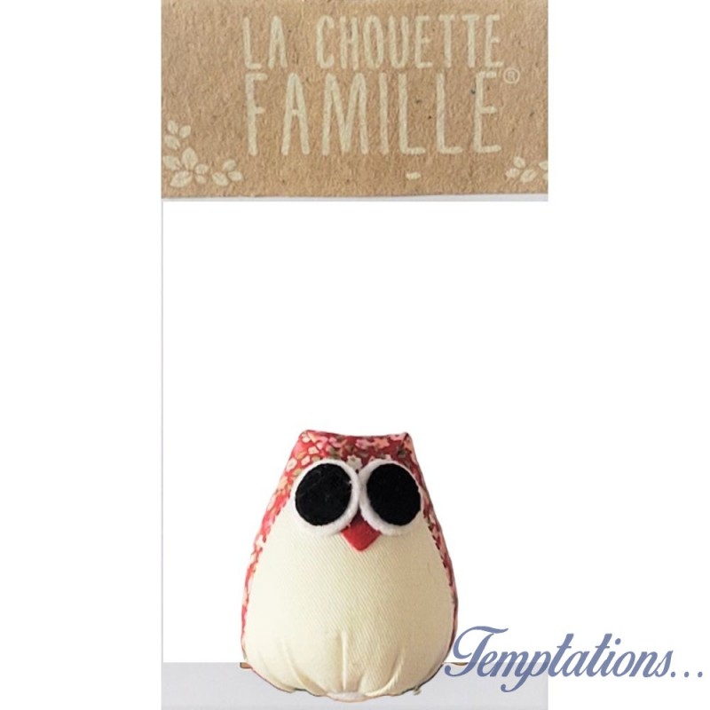 Magnet la chouette famille Rouge à fleurs