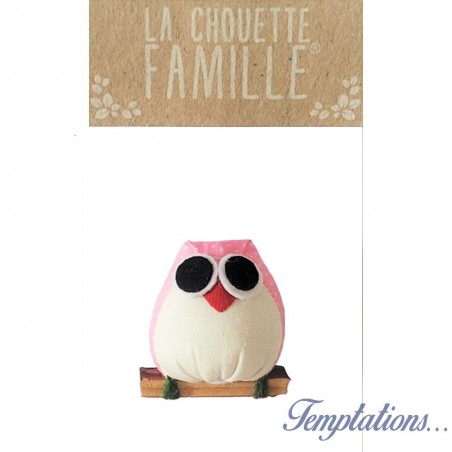 Magnet la chouette famille - Rose clair