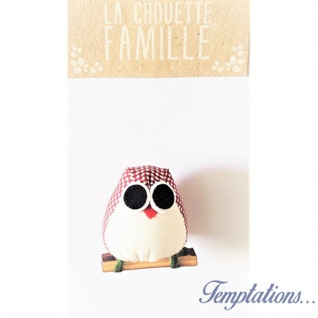 Magnet la chouette famille - Pied-poule rouge