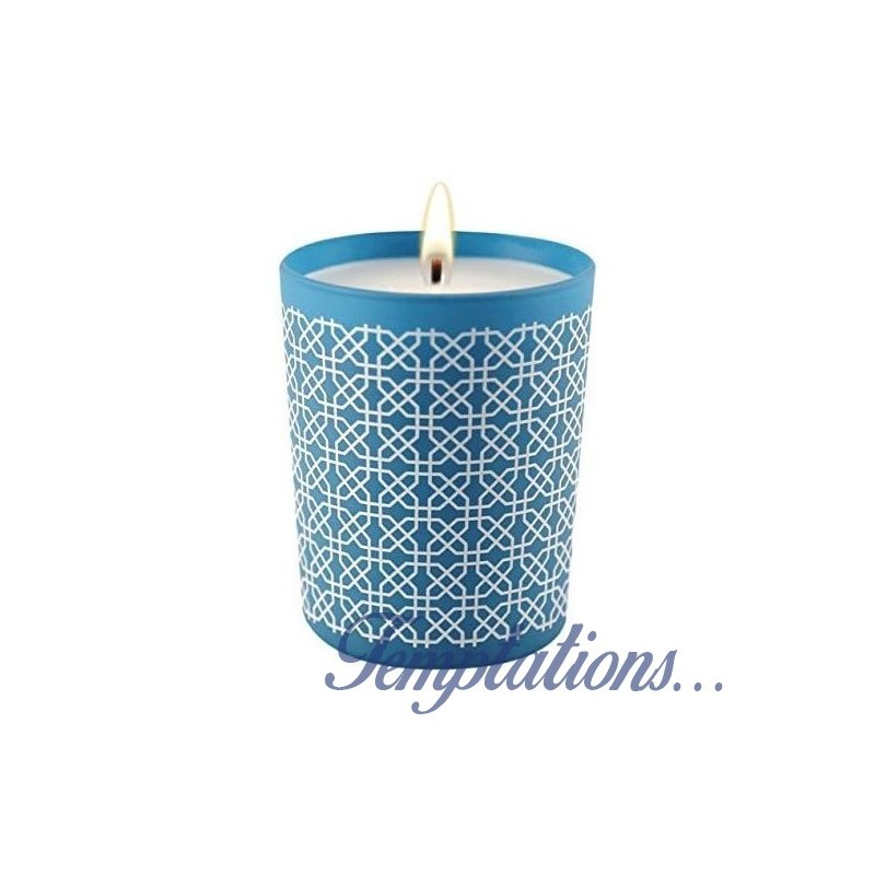 Bougies 190g Ambre precieux (Bleu motif géométrique) - e-bougie