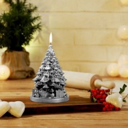 Bougie Sapin Cadeaux Argent-Candellana