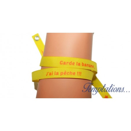 Bracelet Satin Lucky Team - "Garde la banane, j’ai la pêche ! "