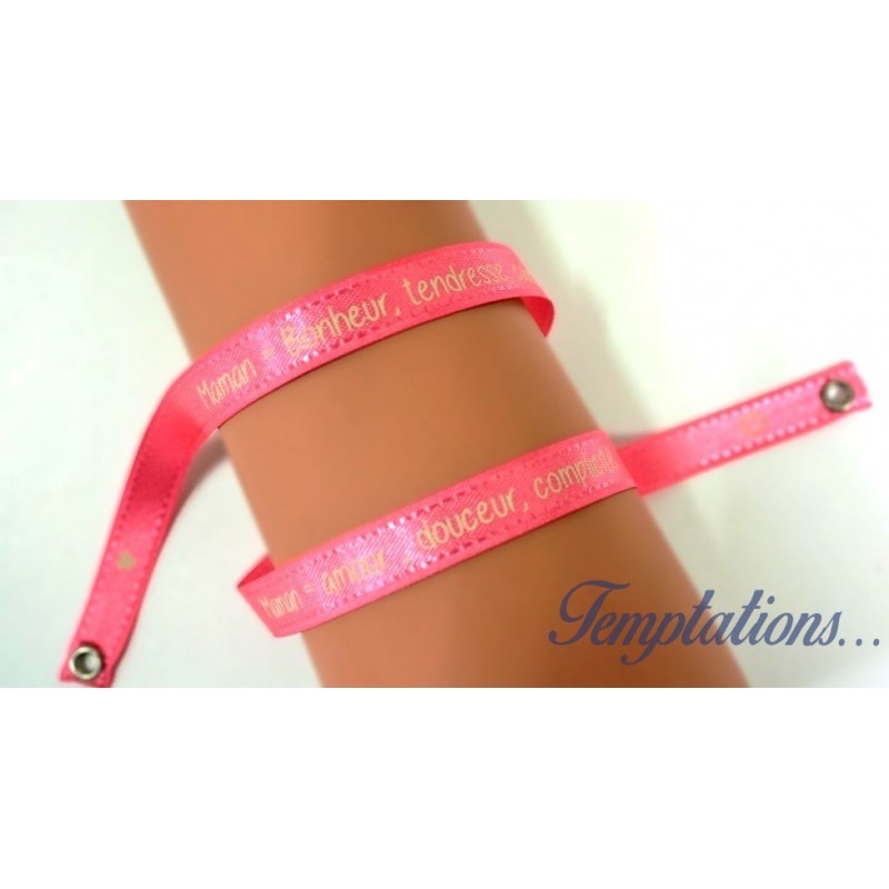 Bracelet Satin Lucky Team - "Maman bonheur, tendresse, calins..."