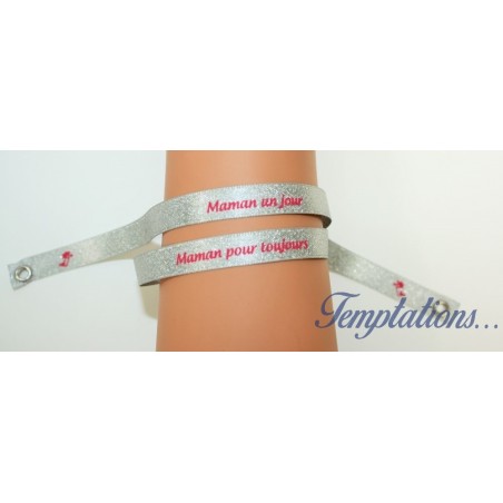 Bracelet Satin Lucky Team - "Maman un jour...Maman pour toujours"