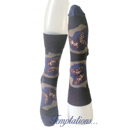 Chaussettes grises papillons berthe aux grand pieds-BAGP12.1