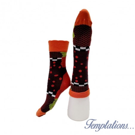 Chaussettes raisins et oranges fantaisies rouges et blanches– Berthe Aux Grands Pieds BAG6F.3