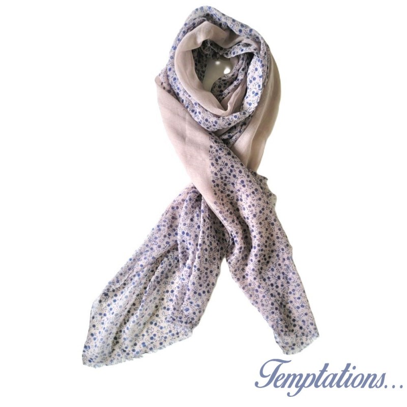 Foulard gris liberty bleu