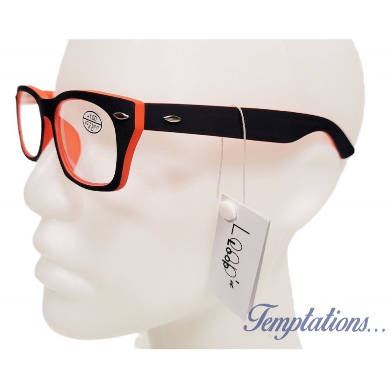 Lunettes de lecture bicolore noire/orange- Loop’n Loop – M423