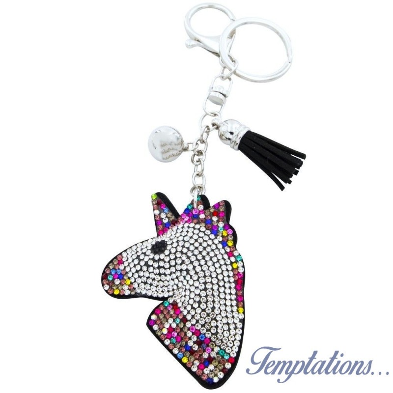 Bijoux de sac tête de Licorne Multicolore