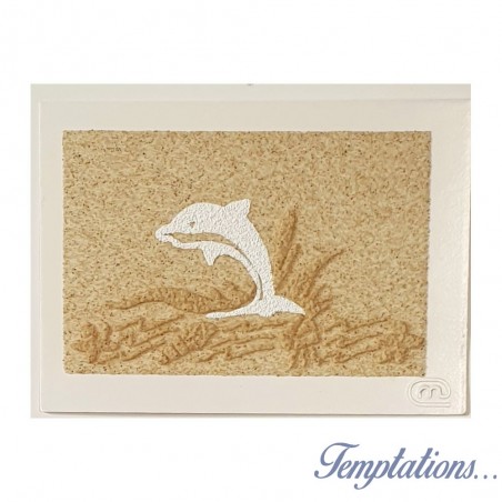 Carte postale en sable "Dauphin blanc " Marie Claire Blasquiz