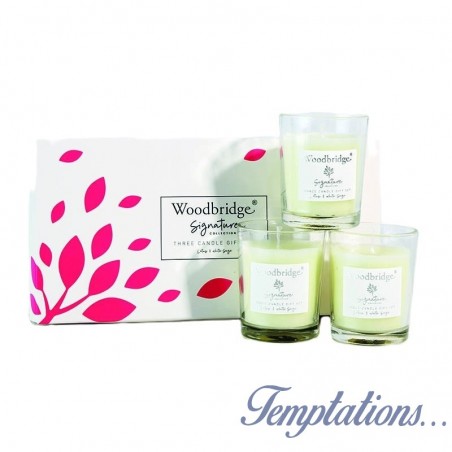 Coffret 3 bougies lotus & Sauge Blanche - Woodbridge Collection Signature