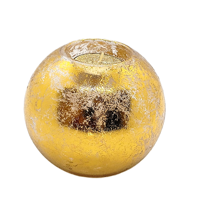 Porte lumignon Boule en verre dorée lisse - Goodwill