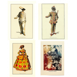 Lot de 4 cartes de costumes...