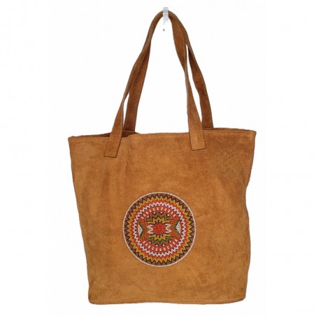 Sac en suédine Camel motif mandala