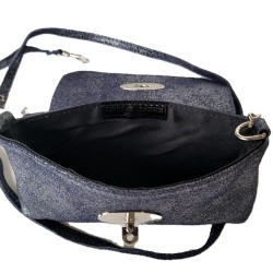 Pochette bandoulière bleu nuit irisé