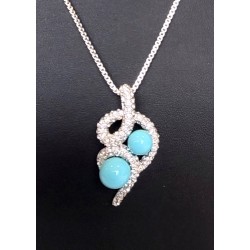 Collier pendentif cœur inversé et perles turquoise - L'officiel Roma