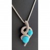 Collier pendentif cœur inversé et perles turquoise - L'officiel Roma