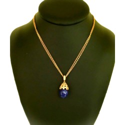 Collier doré pendentif sphère bleu - L'officiel Roma