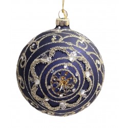 Boule de noël bleu 10 cm -...